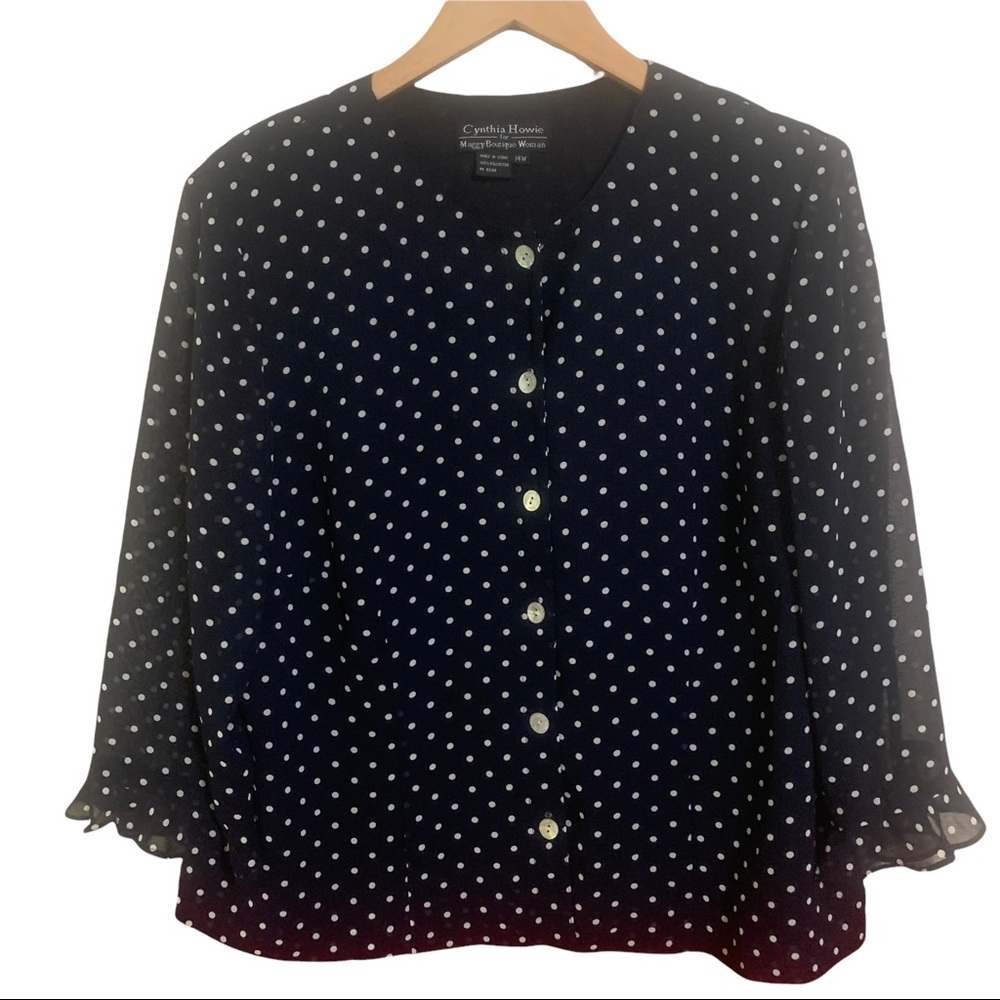 Cynthia Howie Polka Dot Business Casual Blouse 14W